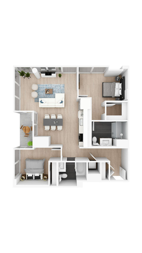 the bungalow floor plan with bedroom and living room